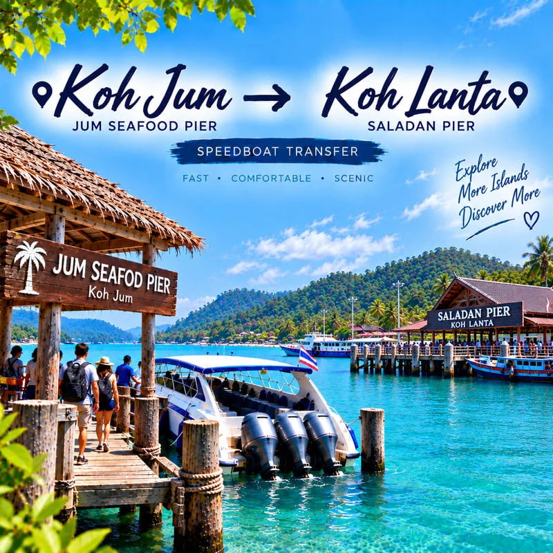 Koh Jum to Koh Lanta speedboat transfer from Jum Seafood Pier to Saladan Pier
