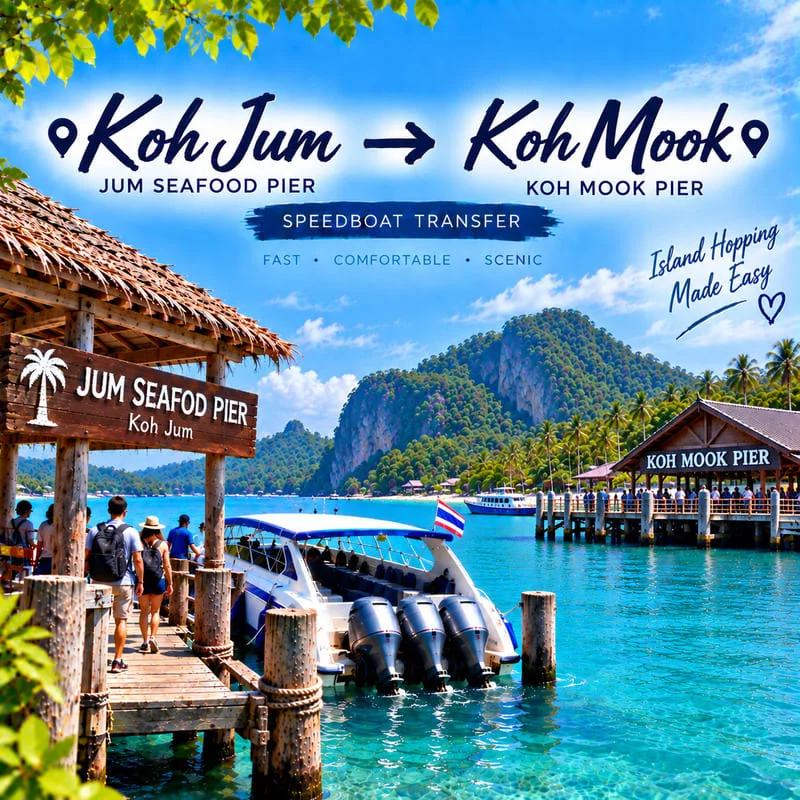 Koh Jum to Koh Mook speedboat transfer from Jum Seafood Pier to Koh Mook Pier