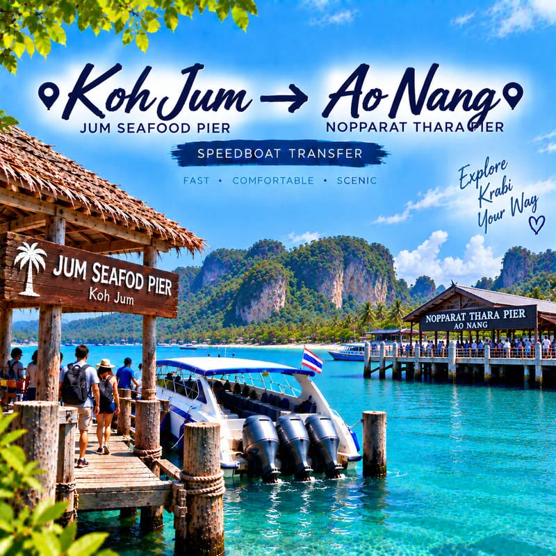 Koh Jum to Ao Nang speedboat transfer from Jum Seafood Pier to Nopparat Thara Pier