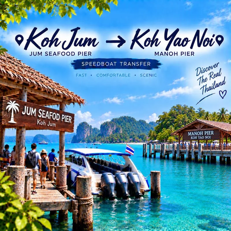 Koh Jum to Koh Yao Noi speedboat transfer from Jum Seafood Pier to Manoh Pier