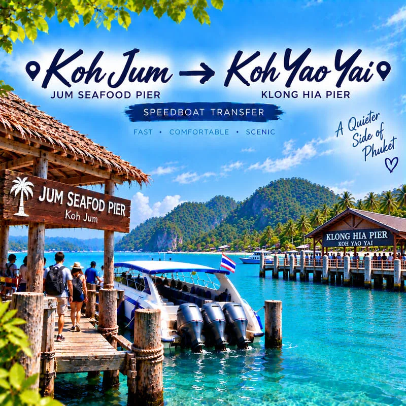 Koh Jum to Koh Yao Yai speedboat transfer from Jum Seafood Pier to Klong Hia Pier
