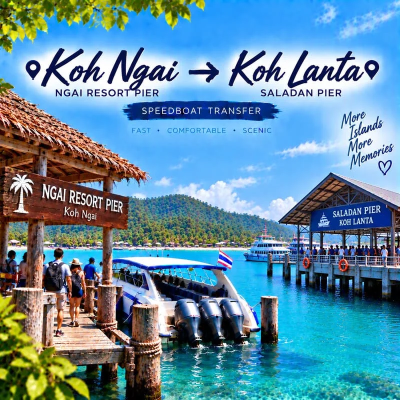 Koh Ngai to Koh Lanta speedboat transfer from Ngai Resort to Saladan Pier