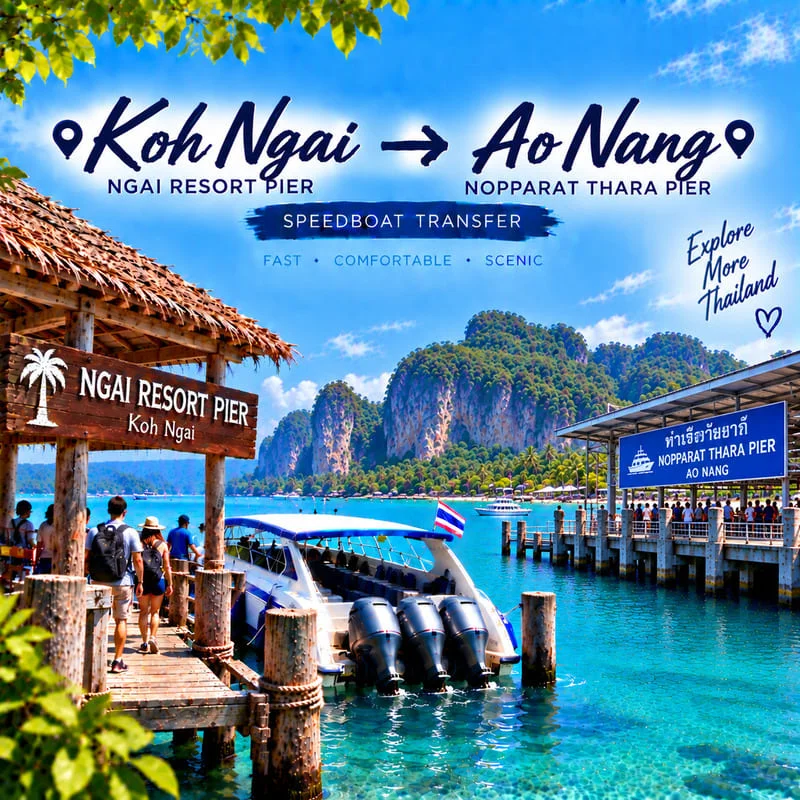 Koh Ngai to Ao Nang speedboat transfer from Ngai Resort to Nopparat Thara Pier