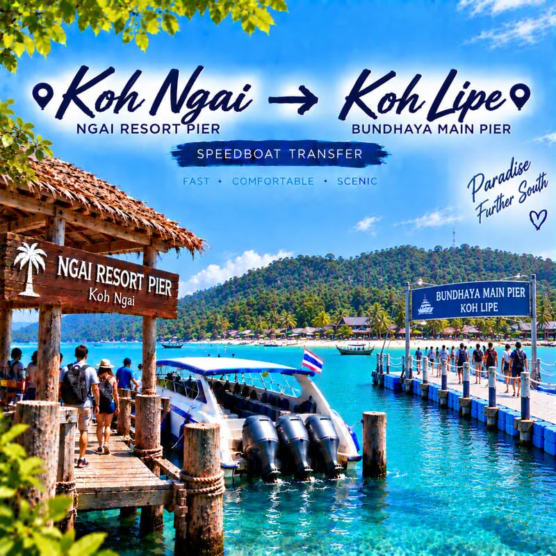 Koh Ngai to Koh Lipe speedboat transfer from Ngai Resort to Bundhaya Main Pier