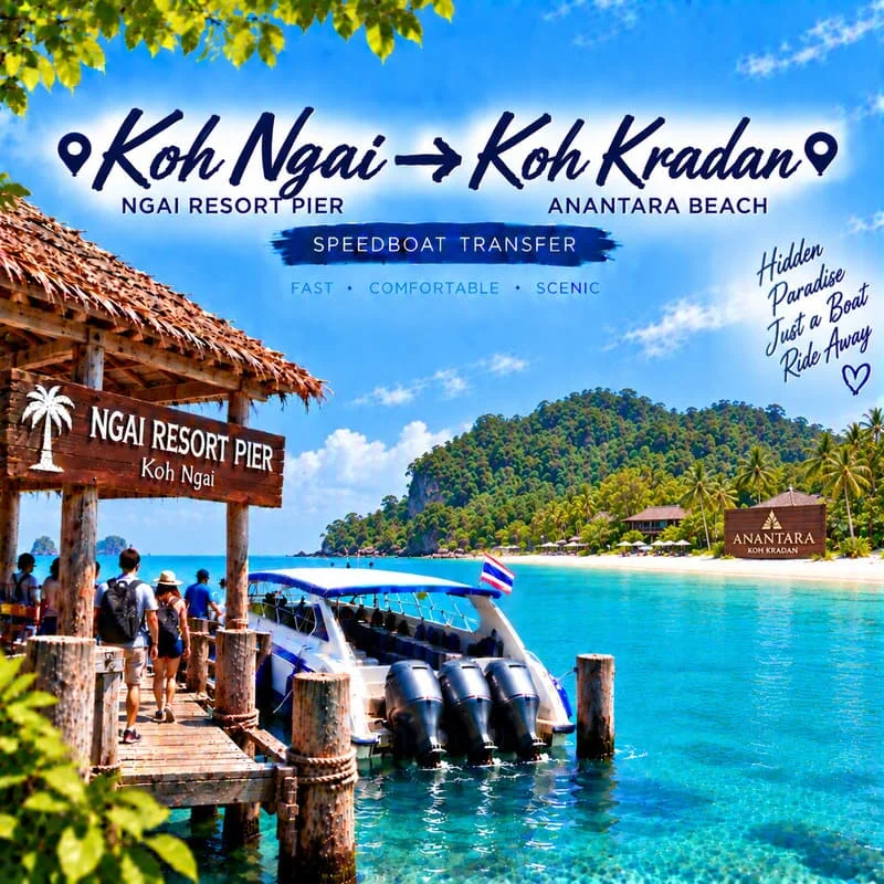 Koh Ngai to Koh Kradan speedboat transfer from Ngai Resort to Anantara Beach