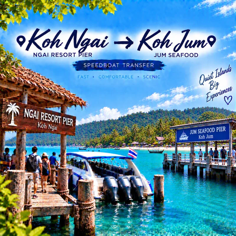 Koh Ngai to Koh Jum speedboat transfer from Ngai Resort to Jum Seafood