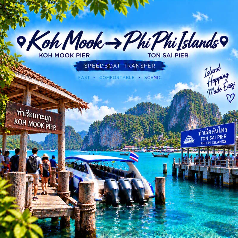 Koh Ngai to Phi Phi Islands speedboat transfer from Ngai Resort to Ton Sai Pier