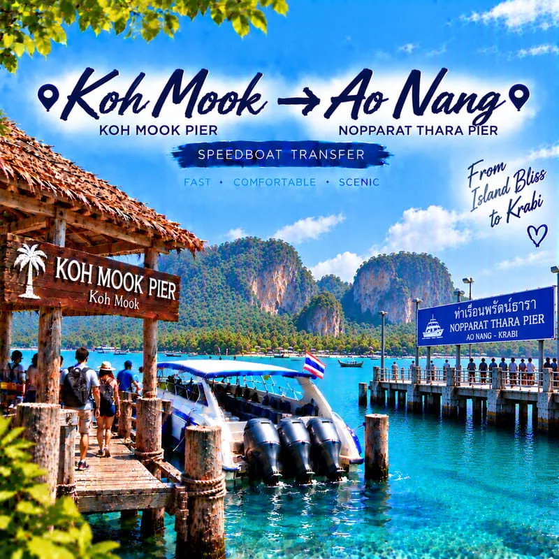 Koh Ngai to Ao Nang speedboat transfer from Ngai Resort to Nopparat Thara Pier