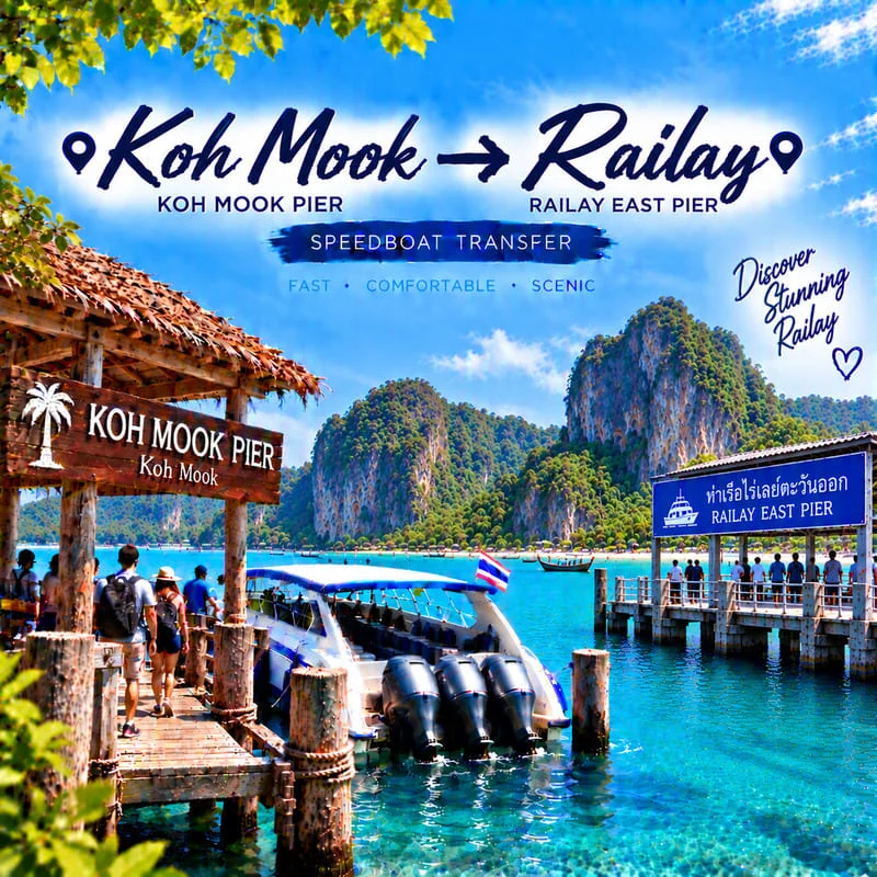 Koh Ngai to Railay speedboat transfer from Ngai Resort to Railay East Pier