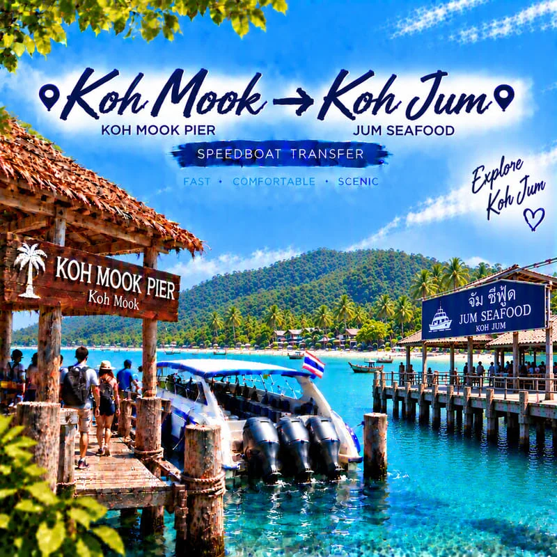 Koh Ngai to Koh Jum speedboat transfer from Ngai Resort to Jum Seafood