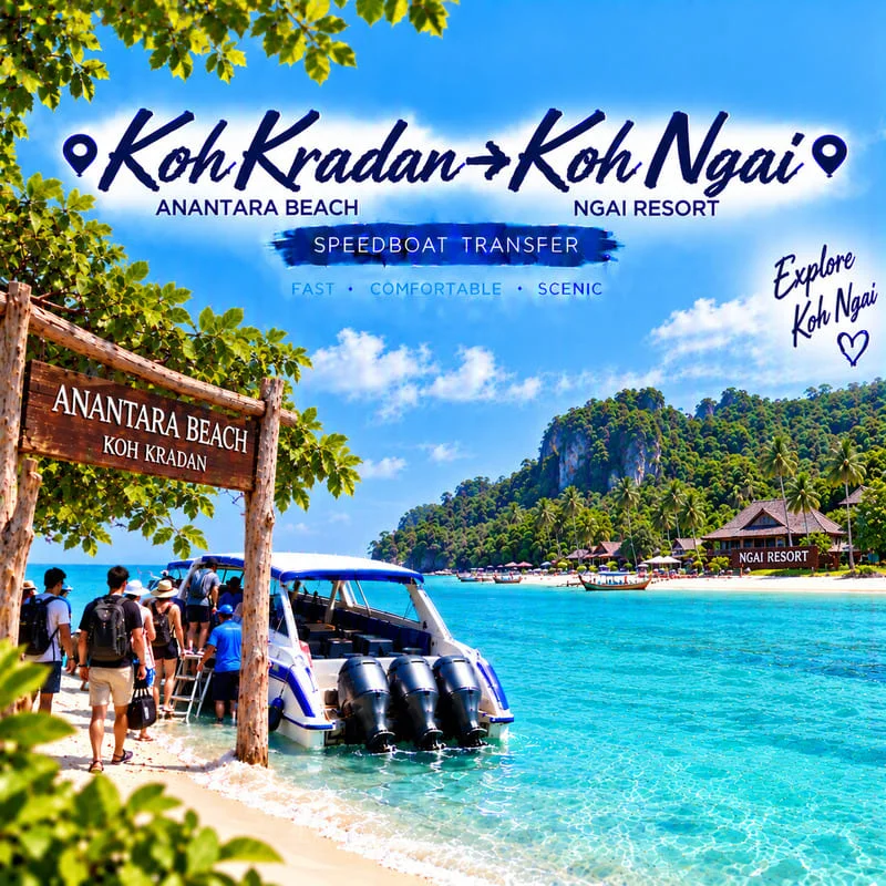 Koh Ngai to Railay speedboat transfer from Ngai Resort to Railay East Pier