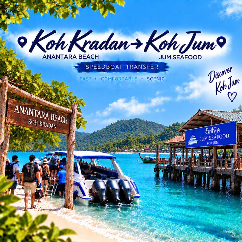Koh Ngai to Koh Jum speedboat transfer from Ngai Resort to Jum Seafood