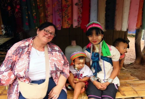 Long Neck Karen woman and child during a private Chiang Rai hill tribe tour
