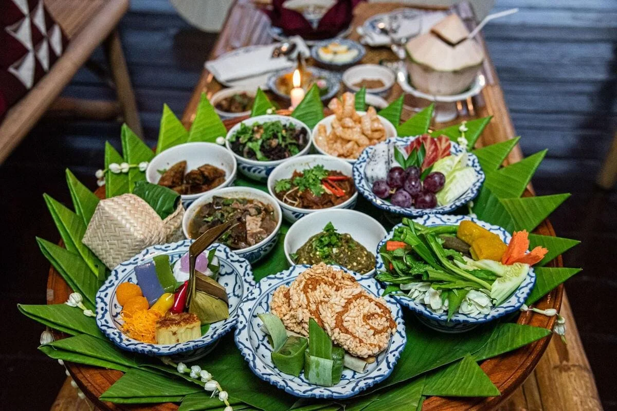 Northern Thai Khan Toke dinner with traditional food in Chiang Mai