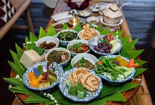 Northern Thai Khan Toke dinner with traditional food in Chiang Mai