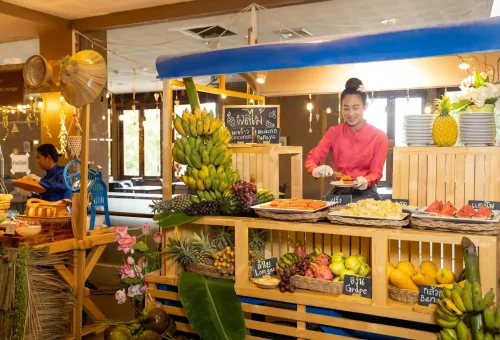 Traditional Thai village scene from Siam Niramit Phuket with live performers and authentic set design