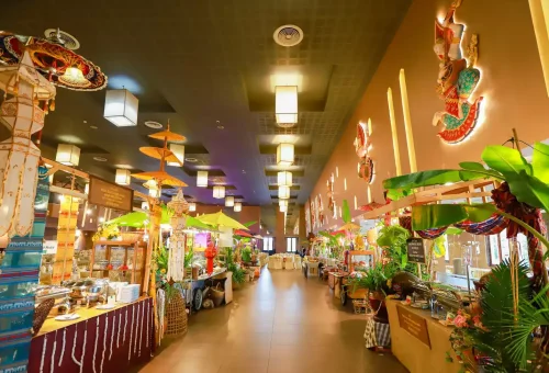 Grand finale at Siam Niramit Show Phuket with full cast on stage under vibrant lights