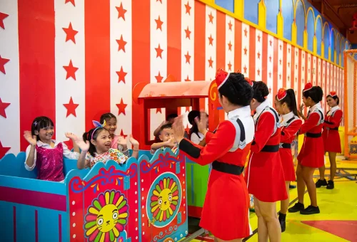 Sparkling display of lights forming animals and fantasy shapes at Carnival Magic Phuket