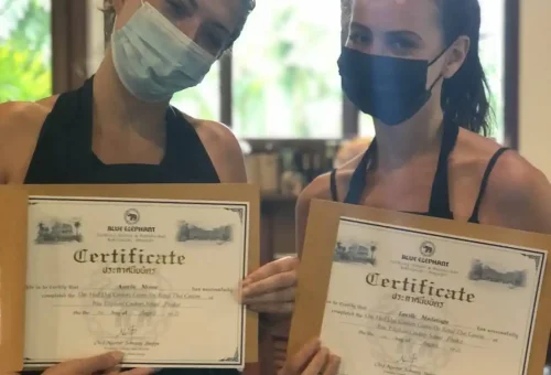 Official Blue Elephant Cooking School certificate awarded to participants upon course completion in Phuket.