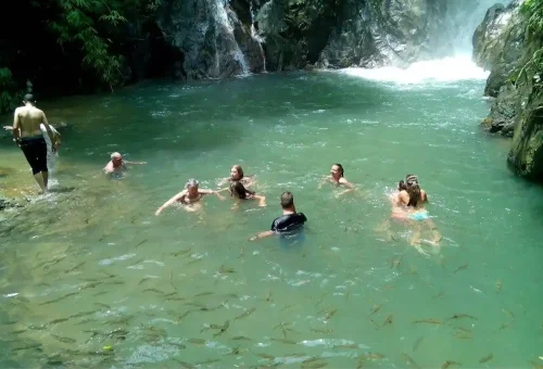 Refreshing swim at a natural waterfall in Phang Nga during Anda Adventure tour – PhuketTravelStore.com