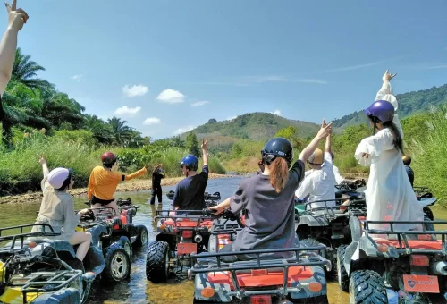 ATV riders exploring scenic jungle paths in Phang Nga with Anda Adventure – group outdoor activity – PhuketTravelStore.com