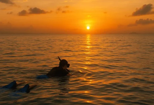 Snorkeling in the early morning light during the Sunrise 4 Island Tour with Phuket Travel Store