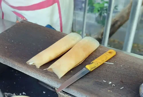 A-Pong pancake, a Michelin-starred street food delicacy, freshly cooked in Phuket Town during the street food tour with Phuket Travel Store