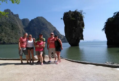 James Bond Island (Ko Tapu) in Phang Nga Bay with no tourists, surrounded by calm waters and limestone cliffs