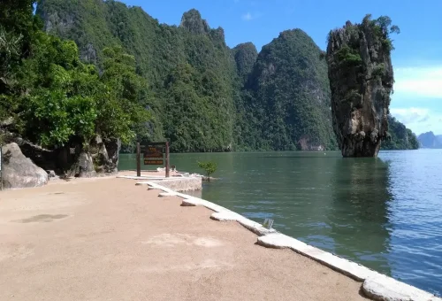 Peaceful morning view of James Bond Island (Ko Tapu) in Phang Nga Bay with no tourist crowds