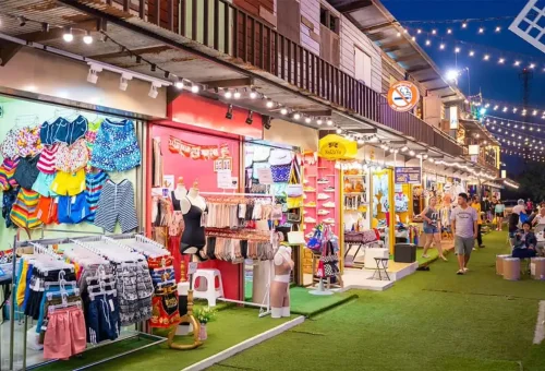Crowds enjoying the night atmosphere at Chillva Market in Phuket