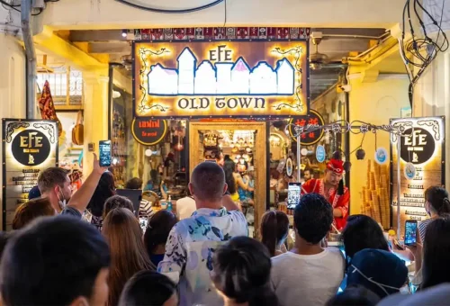 Thalang Road Sunday Market in Phuket Town with Phuket Travel Store – traditional Thai street food, artisan crafts, and evening shopping