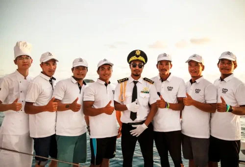 Professional crew on board the Elizabeth private sailing yacht ensuring a luxury experience in Phuket with Phuket Travel Store