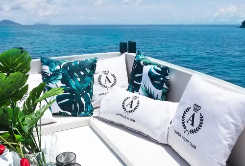 Luxury longtail boat Super-F with elegant interior in Phuket by Phuket Travel Store