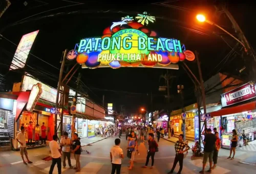 Vibrant nightlife and night market area on Bangla Road, Phuket