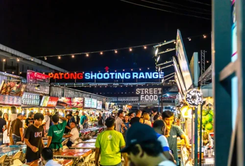 Phuket’s Bangla Road with bars, lights, and party atmosphere