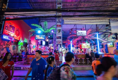 Famous Bangla Road nightlife district in Patong, Phuket with Phuket Travel Store