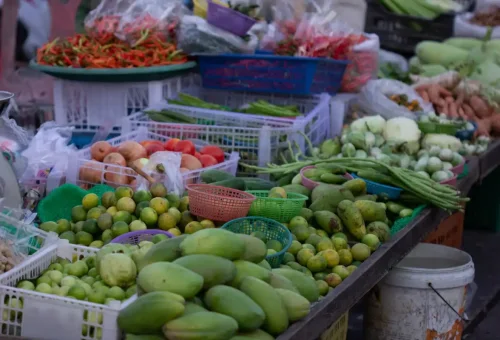 Colorful market in Takuapa town