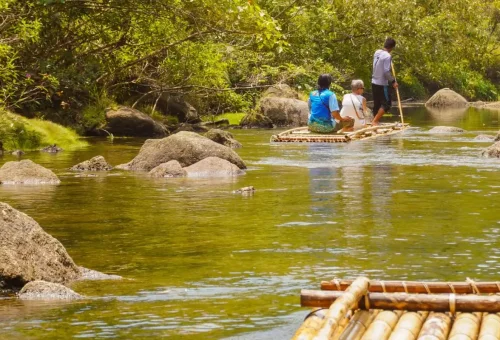 Traditional Thai lunch in a jungle setting