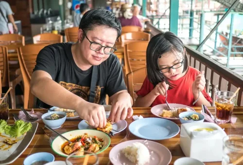Visitor enjoying local sweets while exploring Wat Thammikarat and visiting historical museums