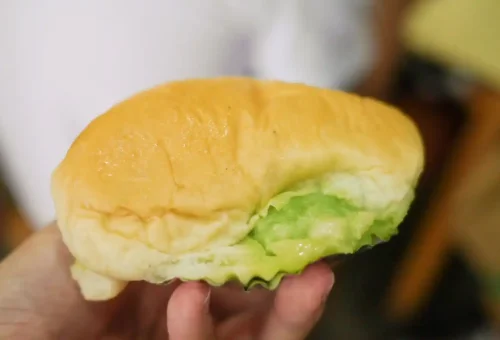Soft Thai bun filled with green pandan custard