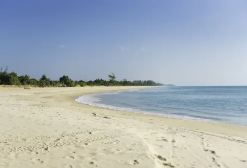 Empty golden sand beach near Khao Lak, Thailand.