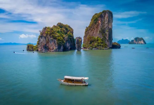 Private boat in front of James Bond Island Phang Nga Bay
