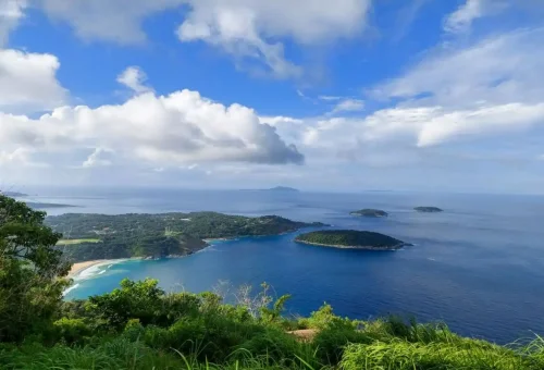 Aerial view of Phuket coastline and nearby islands