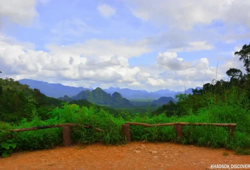 Scenic mountain view from Khao Sok viewpoint on a river canoe day trip with Phuket Travel Store.