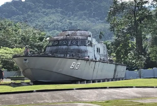 Police boat 813 tsunami memorial near Khao Sok, Thailand.
