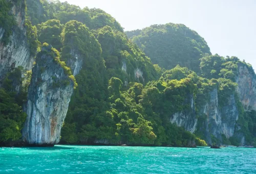 Limestone cliffs rising from the emerald waters around Phi Phi Islands