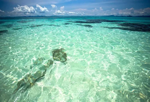 Crystal-clear turquoise sea water at Phi Phi Islands.