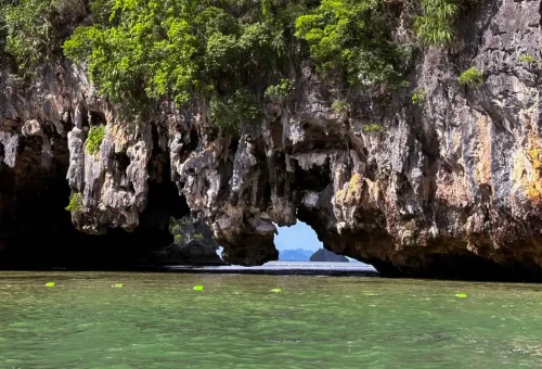 Natural sea cave tunnel at Phang Nga Bay