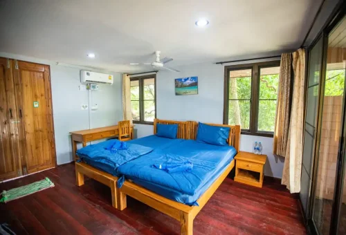 Comfortable twin bed bungalow room at Surin Islands Thailand