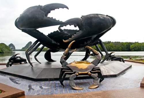 Giant Black Crab Statue in Krabi Riverside Park